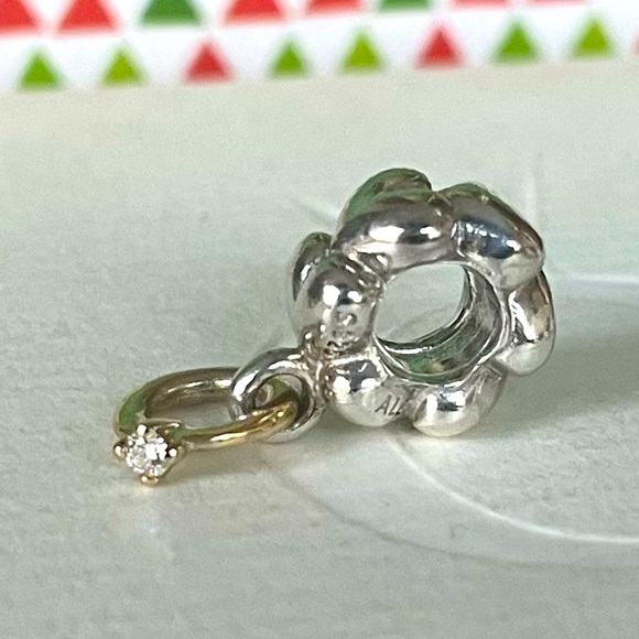 Pandora Sterling Silver /14k Gold I Do Diamond Ring Charm - Picture 1 of 8
